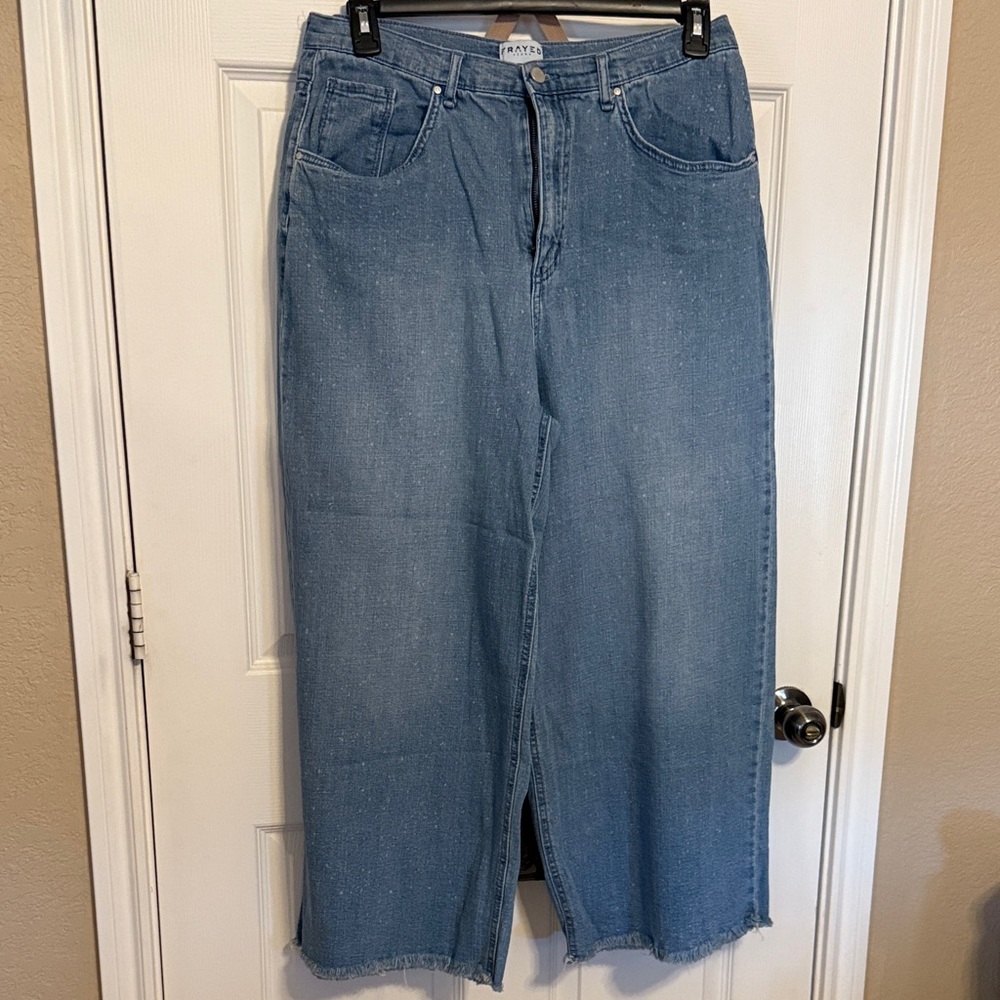 Graye Denim Wide-Leg Midi Skirt Jeans - Blue